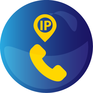 Comunicação SIP. Figura de um telefone com um marcador de localização com IP.